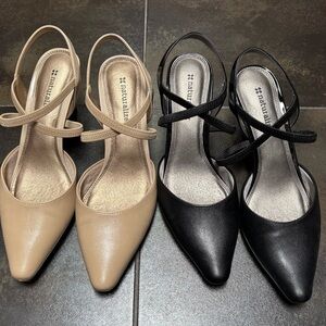 Naturalizer Pointed Slingback Heels in Beige and Black